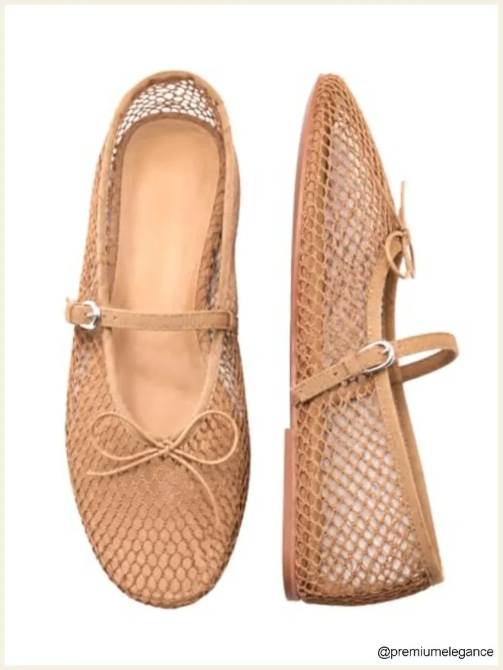 Mesh Ballet Flats Mary Jane with Bow Adjustable Strap Non Slip Breathable